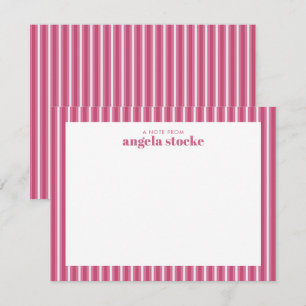Personalized Pink Stripe Note Card