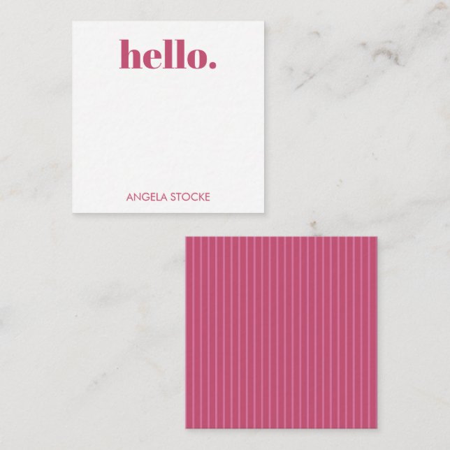Personalized Pink Stripe Note Card (Front/Back)
