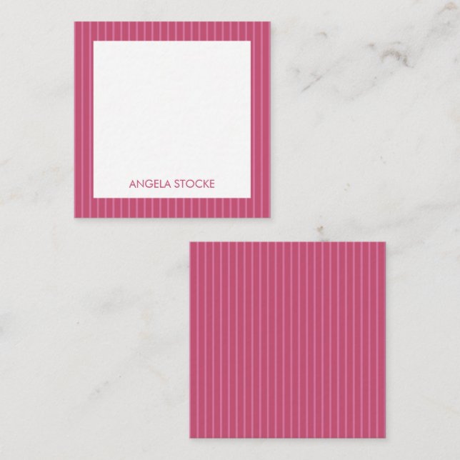 Personalized Pink Stripe Note Card (Front/Back)