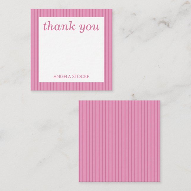 Personalized Pink Stripe Note Card (Front/Back)
