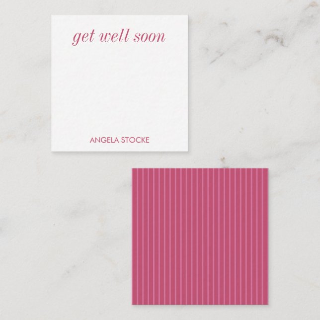 Personalized Pink Stripe Note Card (Front/Back)