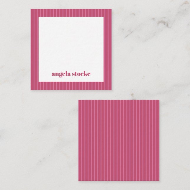 Personalized Pink Stripe Note Card (Front/Back)