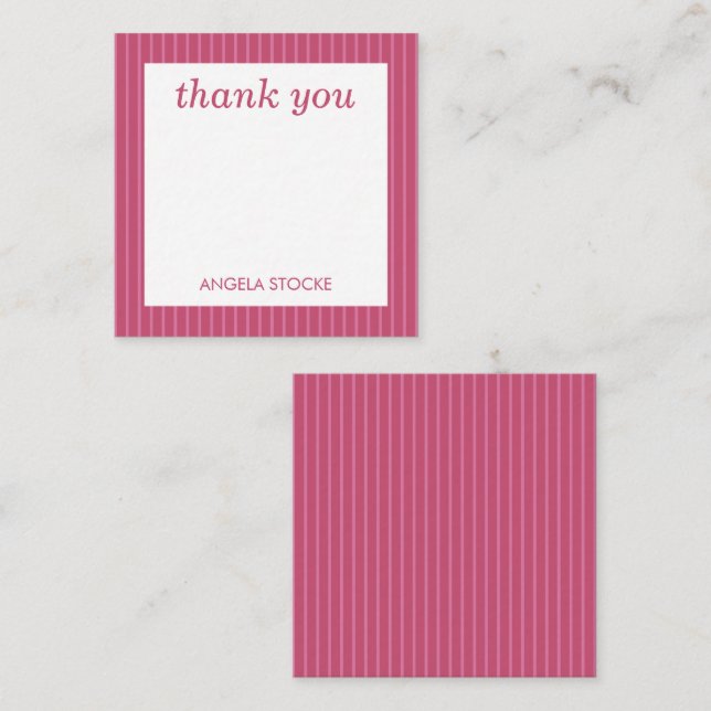 Personalized Pink Stripe Note Card (Front/Back)