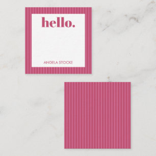 Personalized Pink Stripe Note Card