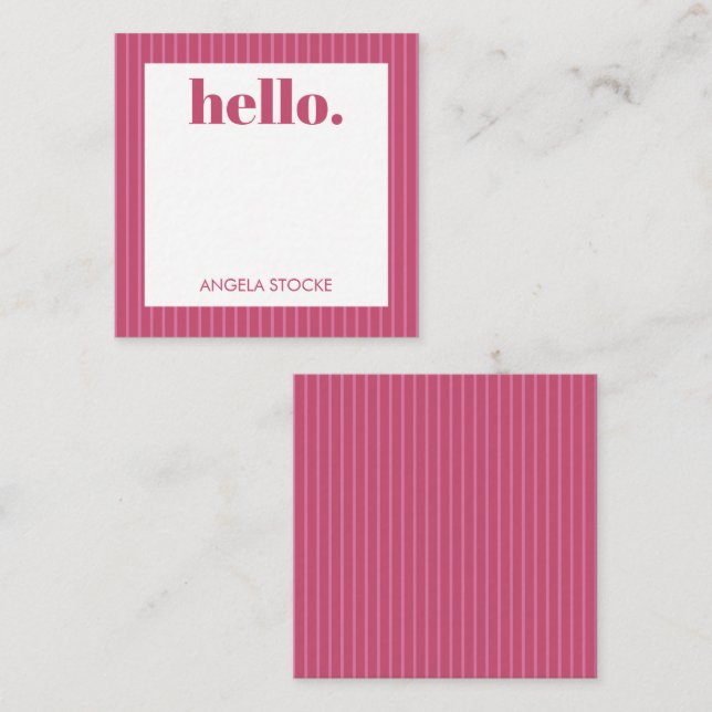 Personalized Pink Stripe Note Card (Front/Back)