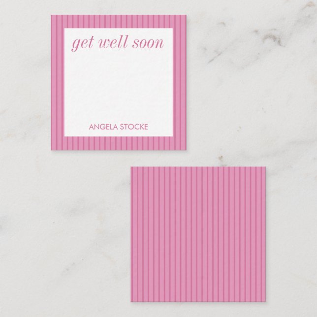 Personalized Pink Stripe Note Card (Front/Back)