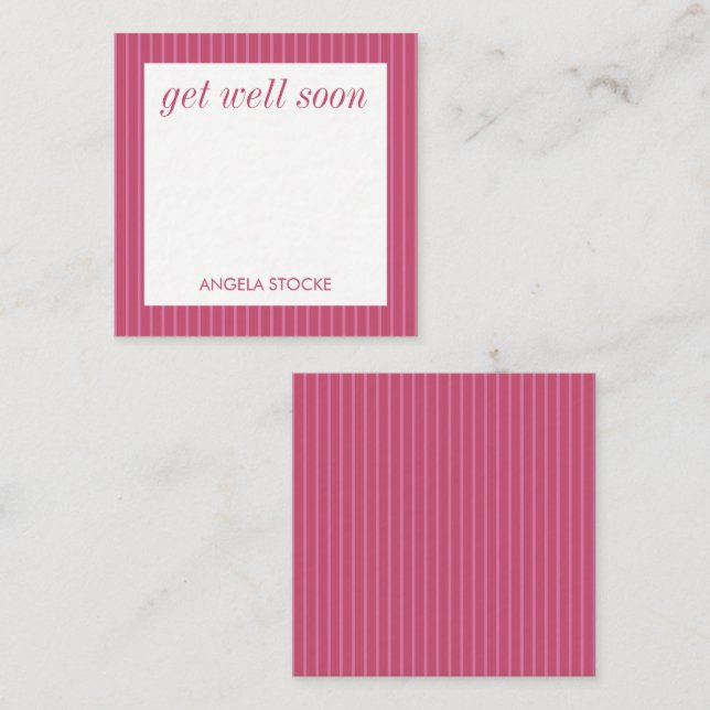 Personalized Pink Stripe Note Card (Front/Back)