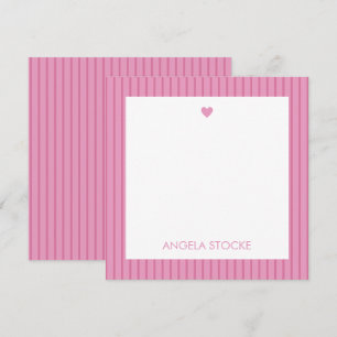 Personalized Pink Stripe Note Card