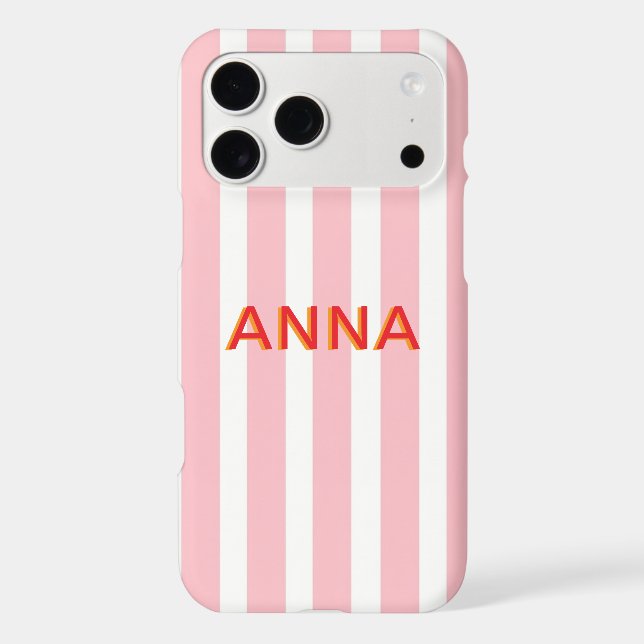 Personalized Pink Stripe Phone Case | Custom Name  (Back)