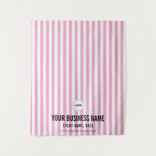  Personalized Pink Stripe Trade Show Booth Banner Tapestry