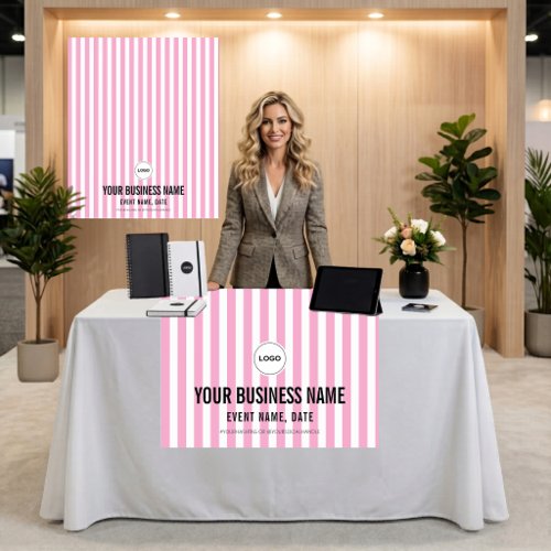 Personalized Pink Stripe Trade Show Booth Banner Tapestry