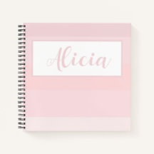 PERSONALIZED PINK STRIPED DESIGN Notebook