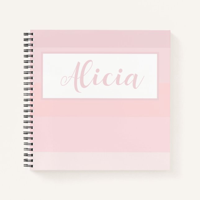 PERSONALIZED PINK STRIPED DESIGN Notebook (Front)