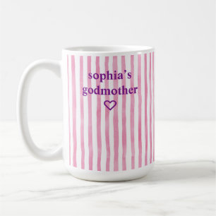 Personalized Pink Striped Godmother Coffee Mug