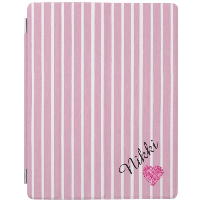 Personalized Pink Striped iPad Case (Front)