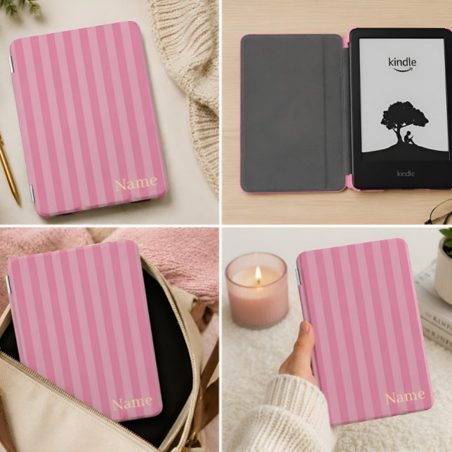 Personalized Pink Striped Kindle Case (Creator Uploaded)