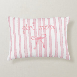 Personalized Pink Stripes Coquette Custom Text Accent Pillow