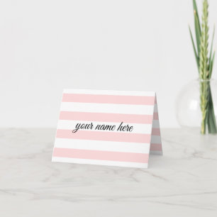 Personalized Pink Stripes Folded Notecards