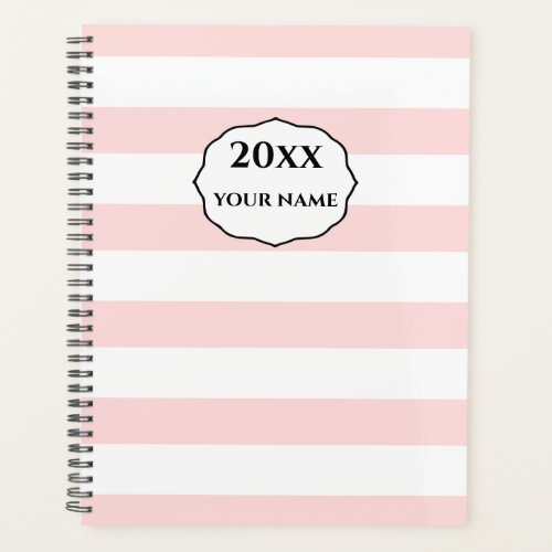 Personalized Pink Stripes Planner Notebook