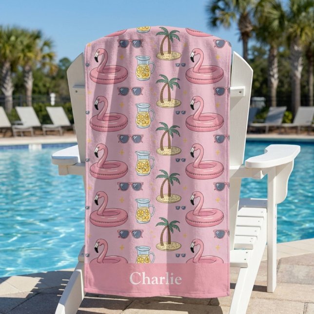 Personalized Pink Summer Vibes Beach Towel (Creator Uploaded)