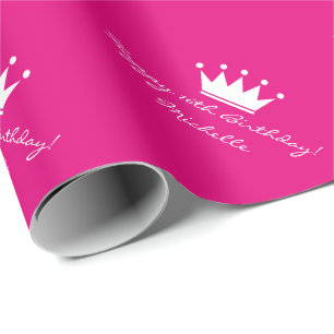 Personalized pink sweet 16 Birthday wrapping paper