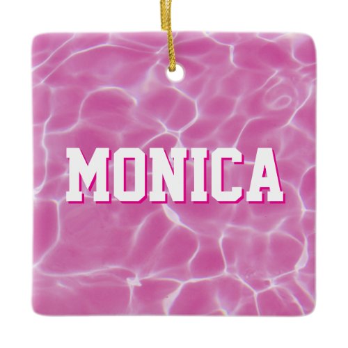 Personalized Pink Swimmer or Diver Photo Ceramic Ornament