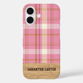 Personalized Pink Tartan Plaid iPhone Case