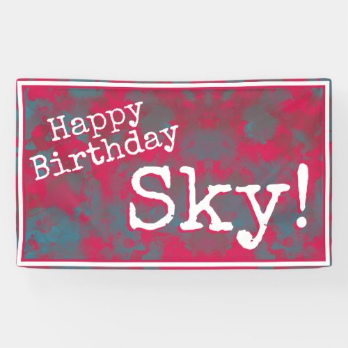 Personalized Pink Teal Abstract Happy Birthday Banner