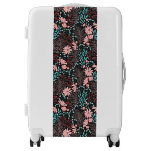 Personalized Pink & Teal Dark Flora Luggage