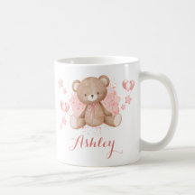 Personalized Pink Teddy Bear Coffee Mug