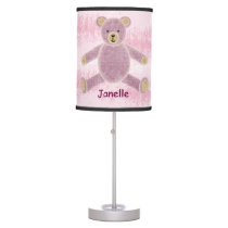 Personalized Pink Teddy Bear Nursery Lamp