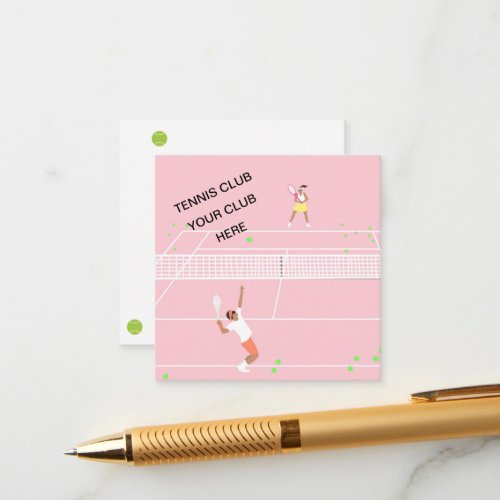 Personalized Pink Tennis Racket Enclosure Card