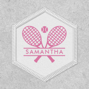 Personalized Pink Tennis Rackets Motif Sport Club Patch