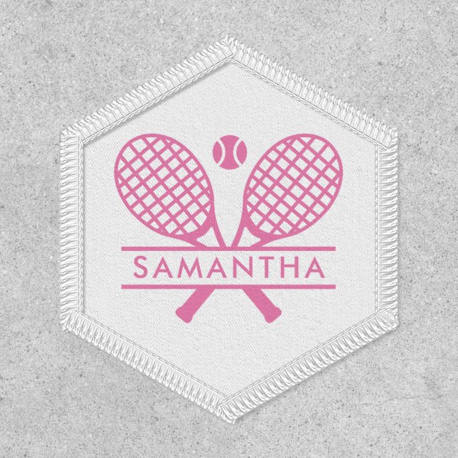 Personalized Pink Tennis Rackets Motif Sport Club Patch (Front)