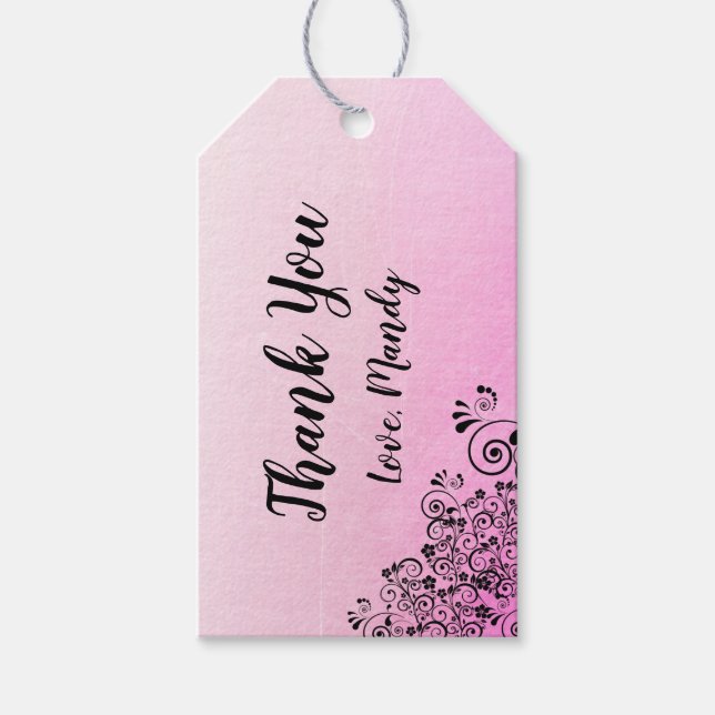 Personalized Pink Thank you Gift Tags (Front)