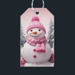 Personalized Pink Theme Christmas Snowman Gift Tags<br><div class="desc">Personalized Pink Theme Christmas Snowman</div>