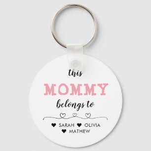Personalized Pink This Mommy Grandma Belongs to Keychain