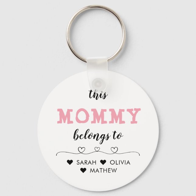 Personalized Pink This Mommy Grandma Belongs to Keychain (Front)