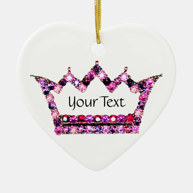 Personalized Pink Tiara Ceramic Ornament (Front)