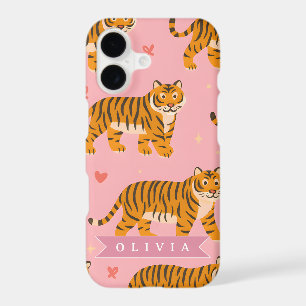 Personalized Pink Tiger Chic Edgy Fun Aesthetic iPhone 17 Case