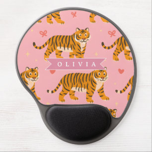 Personalized Pink Tiger Chic Edgy Fun Aesthetic Gel Mouse Pad
