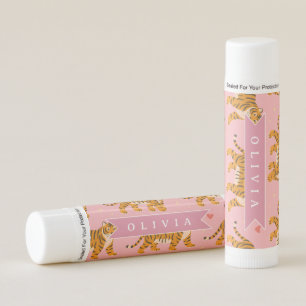 Personalized Pink Tiger Chic Edgy Fun Aesthetic Lip Balm