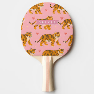 Personalized Pink Tiger Chic Edgy Fun Aesthetic Ping Pong Paddle