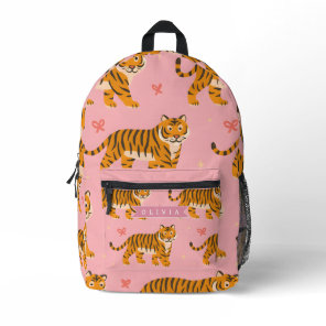 Personalized Pink Tiger Chic Edgy Fun Aesthetic Printed Backpack