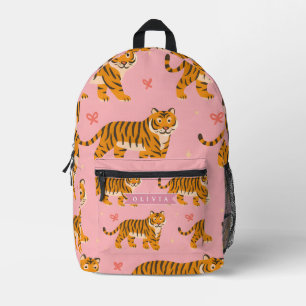 Personalized Pink Tiger Chic Edgy Fun Aesthetic Printed Backpack