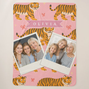 Personalized Pink Tiger Chic Edgy Fun Aesthetic Sherpa Blanket