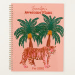 Personalized Pink Tiger Palm Illustration Planner at Zazzle