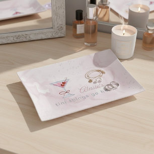 Personalized Pink Tini Things Go Here Trinket Tray