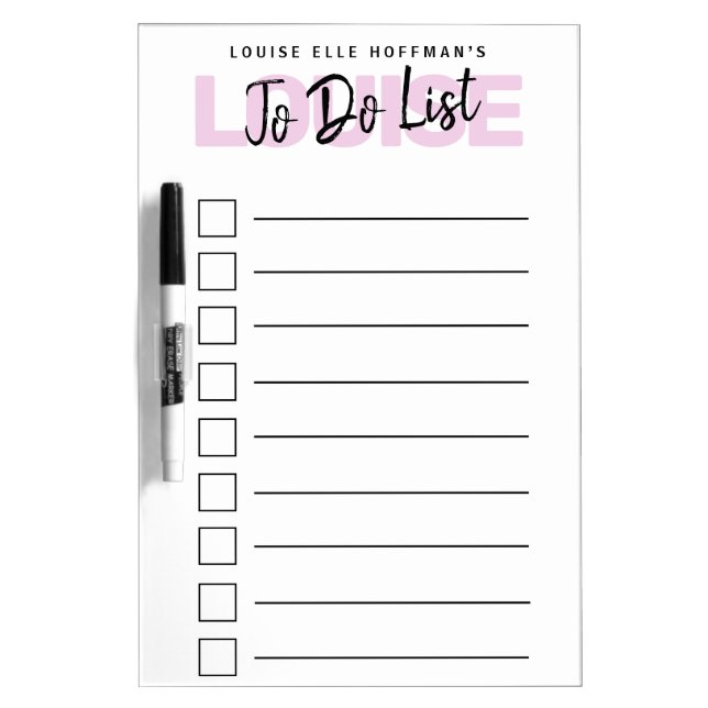 Personalized Pink To Do List  Dry Erase Board (Front)