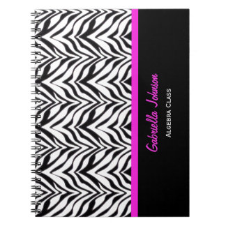 Personalized: Pink Trimmed: Zebra Print Notebook